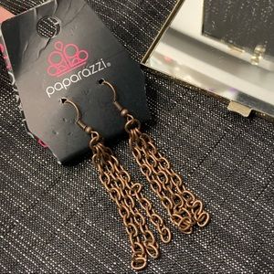 6/$20 Paparazzi Accessories Copper Bronze Chain Link Cluster Dangle Earrings New